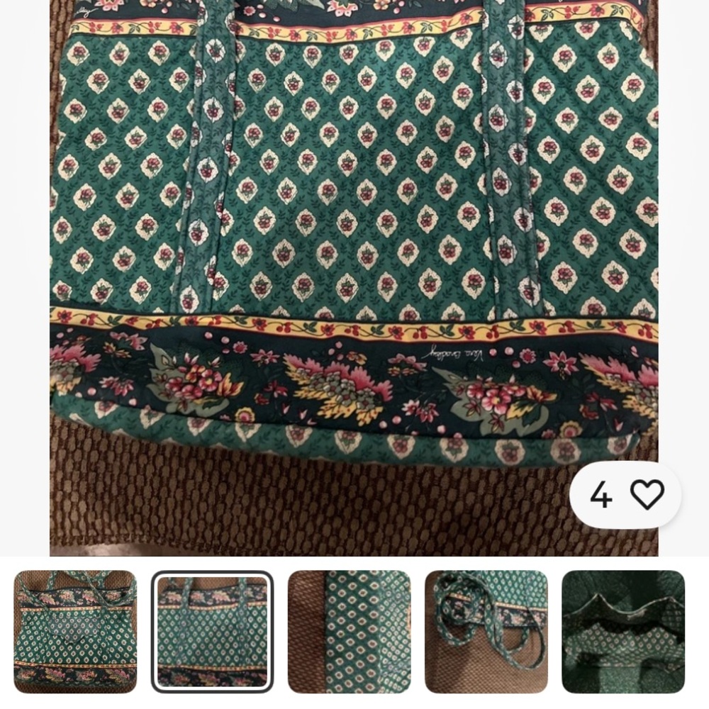 Quilted Green Floral  Bag - Vera Bradley Greenfield - Picture 3 of 8